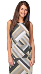 Kuchyňská zástěra ADÉLA - Pruhy šedá, béžová - zástěra 67x84 cm