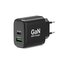 PORT CONNECT GaN síťová nabíječka pro 1xUSB-C PD a 1xUSB-A QC, 65W, černá