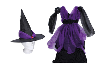 Set karneval - čarodějnice fialová