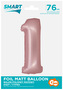 Balon foliowy Smart, Cyfra 1, j. różowa matowa, 76 cm, GoDan