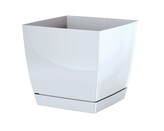 Květináč Coubi Square s miskou bílý, varianta 13,5 cm