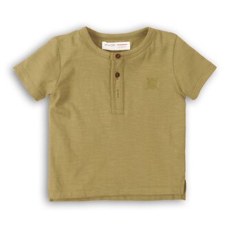 Tričko chlapecké s krátkým rukávem, Minoti, 1HENLEY 6, khaki - 122/128