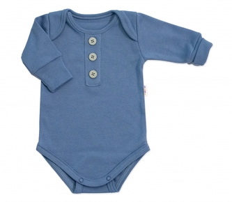 Rostoucí body NATURE, dlouhý rukáv s knoflíčky, bavlna, jeans, 68/74; 68/74 (6-9m)