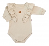 Rostoucí body NATURE, dlouhý rukáv s volánky, bavlna, béžová, vel. 68/74; 68/74 (6-9m)