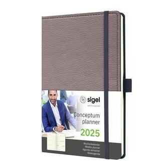 Diář "Conceptum", šedohnědá, A5, týdenní, 2025, pevná vazba, SIGEL C2551