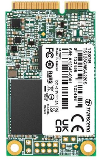 Transcend MSA220S 128GB SSD disk mSATA, SATA III 6Gb s (3D TLC), 560MB s R, 500MB s W