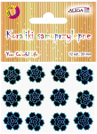 Dżety kryształki samoprzylepne JET-3072 kwiatki 20mm, Aliga
