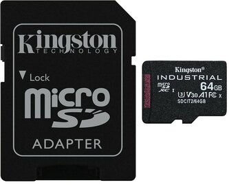 Kingston MicroSDXC karta 64GB microSDXC Industrial C10 A1 pSLC Card + SD Adapter Kingston MicroSDXC karta 64GB microSDXC Industrial C10 A1 pSLC Card + SD Adapter