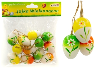 Jajka Wielkanocne plastikowe WPJ-8550 wys. 4 cm, op. 12 szt., Aliga