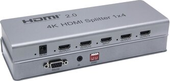 PremiumCord HDMI 2.0 splitter 1-4 porty, 4K x 2K/60Hz, FULL HD, 3D, repeater v setu