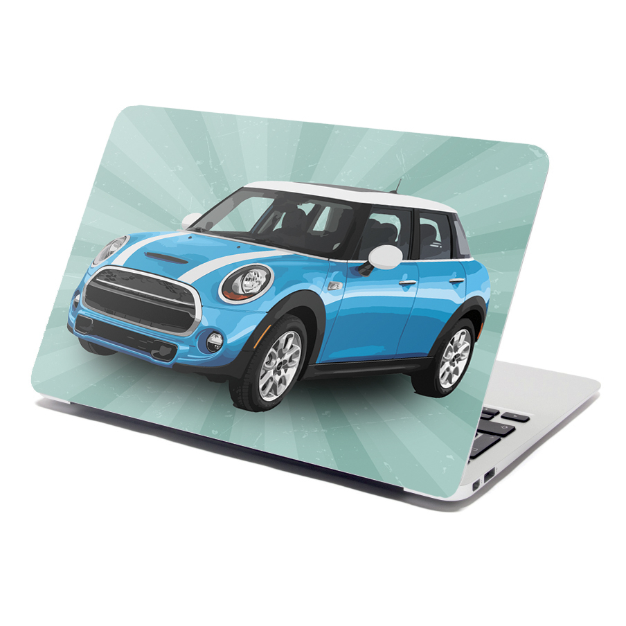 Samolepka na notebook Mini sedan Zelené pozadí: 38x26 cm