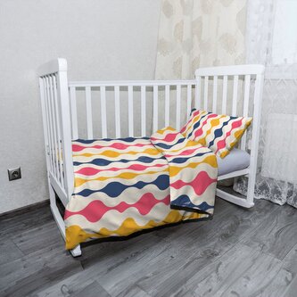 Dětské povlečení do postýlky Barevné křivky: 120x90 / 40x60