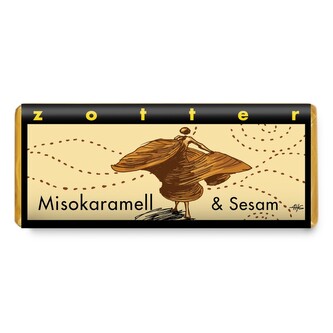 Zotter Bio plněná mléčná čokoláda Miso karamel a sezam, 70 g