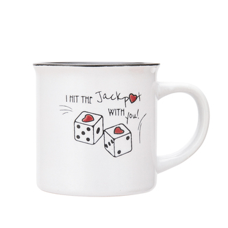 KUBEK PORCELITOWY Z WYWINIĘTYM RANTEM 320 ML DEK. JACKPOT