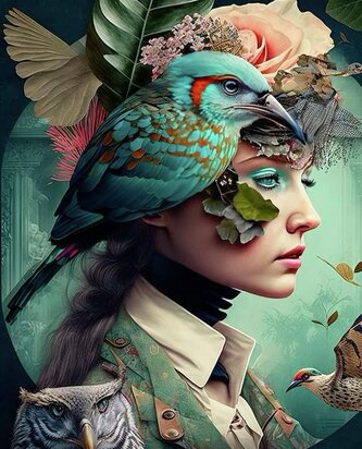 NORIMPEX Diamantové malování Dívka s ptáčkem 30x40cm