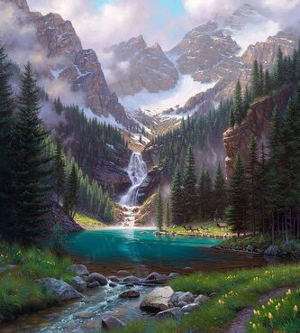 NORIMPEX Diamantové malování Horský potok 30x40cm