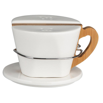 REGULAR SOLNICZKA I PIEPRZNICZKA PORCELANOWA Z BAMBUSOWYM UCHWYTEM (N)