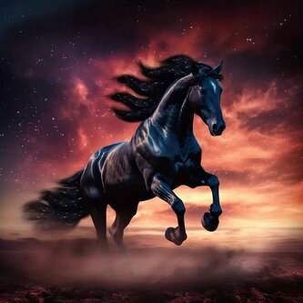 NORIMPEX Diamantové malování Divoký černý hřebec 30x40cm