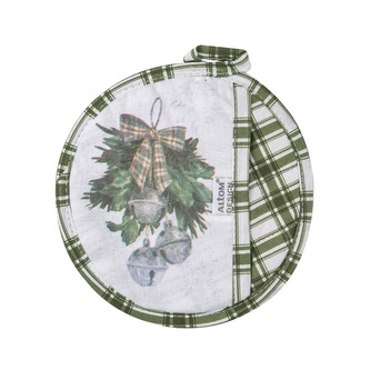 ŚWIĄTECZNE DRZEWKO ŁAPKA KUCHENNA ŚR. 18 CM 100% BAWEŁNA DEK. WIANEK DZWONECZKI