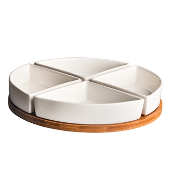 REGULAR ZEST. 4 NACZYŃ NA PODSTAWIE BAMBUSOWEJ 25,5CM COLOR BOX NEW