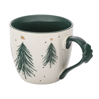 KUBEK CHOINKA ZIELONA NBC 460 ML Z DEKORACJĄ NA UCHU COLOR BOX