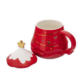 KUBEK CHOINKA Z POKRYWKĄ NBC 420 ML CZERWONY COLOR BOX