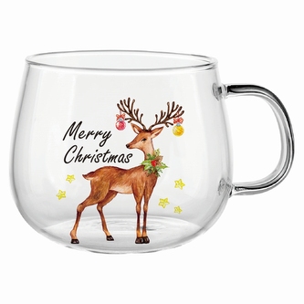 KUBEK SZKLANY 430ML DEK. RENIFER