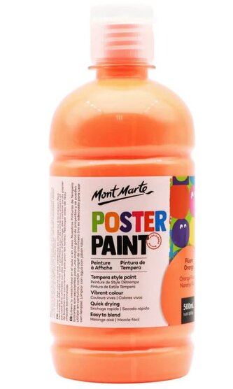 Mont Marte temperová barva, 500ml, FLUO oranžová (Fluoro Orange)