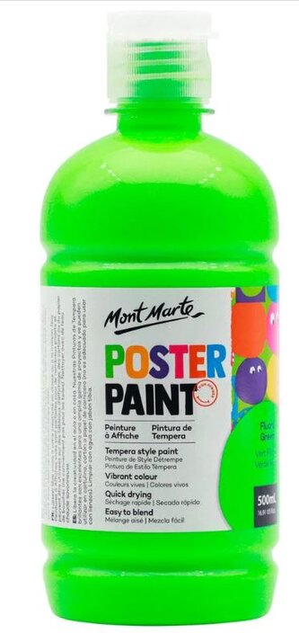 Mont Marte temperová barva, 500ml, FLUO zelená (Fluoro Green)