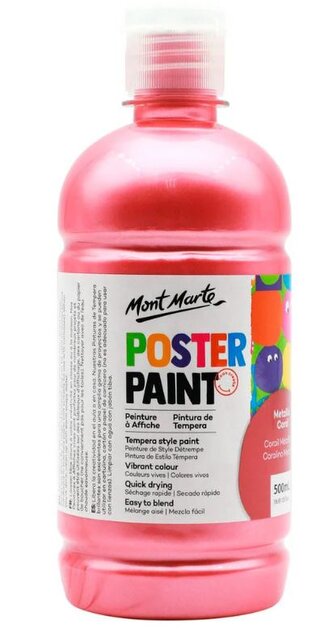 Mont Marte temperová barva, 500ml, METALLIC červená (Metallic Coral)