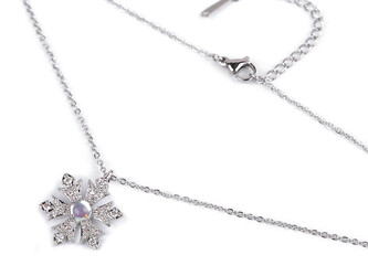 Náhrdelník z nerezové oceli vločka s broušenými kamínky - 1 ks - 3 crystal AB