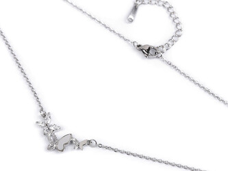 Náhrdelník z nerezové oceli motýlci s broušenými kamínky - 1 ks - crystal stříbrná