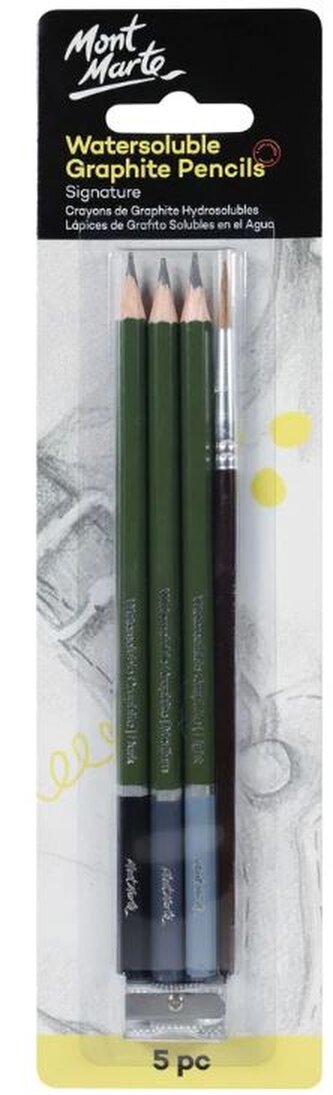 Mont Marte sada uměleckých vodou rozmyvatelných grafitových tužek, č.0123, 5ks, blistr