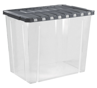 Úložný box s otevíracím víkem LINEA DOUBLE 80 l transparent/sv.modrá