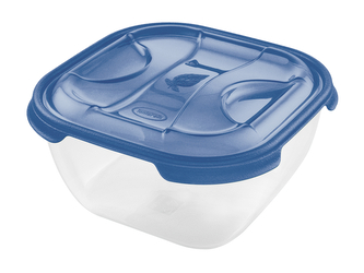 Dóza na potraviny NUVOLA 2 l čtverec transparentní/modrá