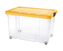 Úložný box s klipem a kolečky PUZZLE 60 l transparent/oranžová
