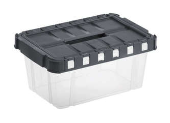 Úložný box s otevíracím víkem LINEA DOUBLE 4,5 l transparent/sv.modrá