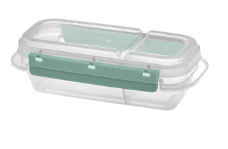 Dóza na potraviny FRESH SYSTEM 0,43 l obdélník, s dvěma oddělenými sekcemi transp/zelená Dóza na potraviny FRESH SYSTEM 0,43 l obdélník, s dvěma oddělenými sekcemi transp/zelená