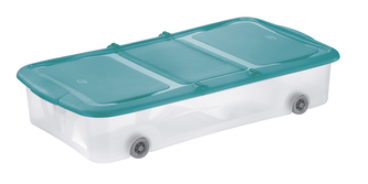 Úložný box STOCK BOX 27,5L s víkem a kolečky transparent/modrá Úložný box STOCK BOX 27,5L s víkem a kolečky transparent/modrá