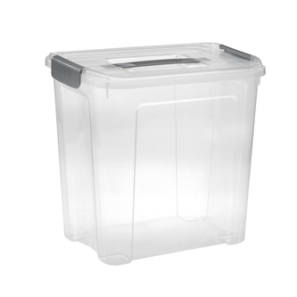 Úložný box COMBI 30L s víkem stříbrná/transparent
