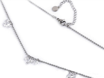 Náhrdelník z nerezové oceli s broušenými kamínky - 1 ks - crystal stříbrná