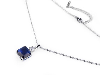 Náhrdelník z nerezové oceli s broušenými kamínky - 1 ks - 2 sapphire stříbrná