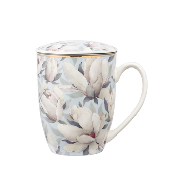 MAGNOLIA BŁĘKITNA KUBEK Z POKRYWKĄ I ZAPARZACZEM NBC 350 ML W OPASCE