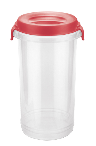 Dóza NOSTALGIA 1,9L s klipy transp/červená