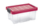 Úložný box s klipem PUZZLE 5L s víkem transparent/červená