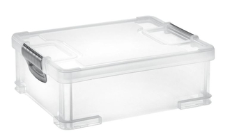 Úložný box AURORA 19L s víkem, transp/šedá