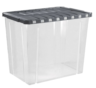 Úložný box s otevíracím víkem LINEA DOUBLE 80 l transparent/grafit