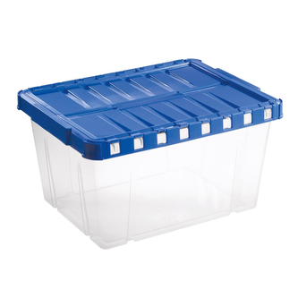 Úložný box s otevíracím víkem LINEA DOUBLE 29 l transparent/sv.modrá
