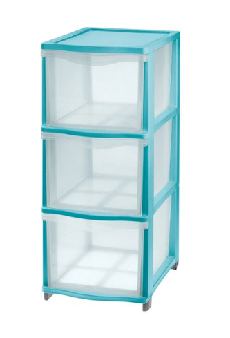 Zásuvka COVER LINE HIGH 3x 13,5L, transp/modrá