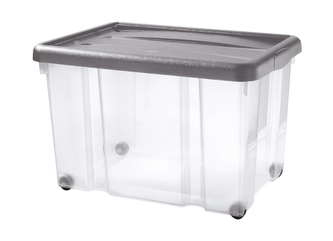 Úložný box s kolečky PUZZLE 60 l transparent/grafit